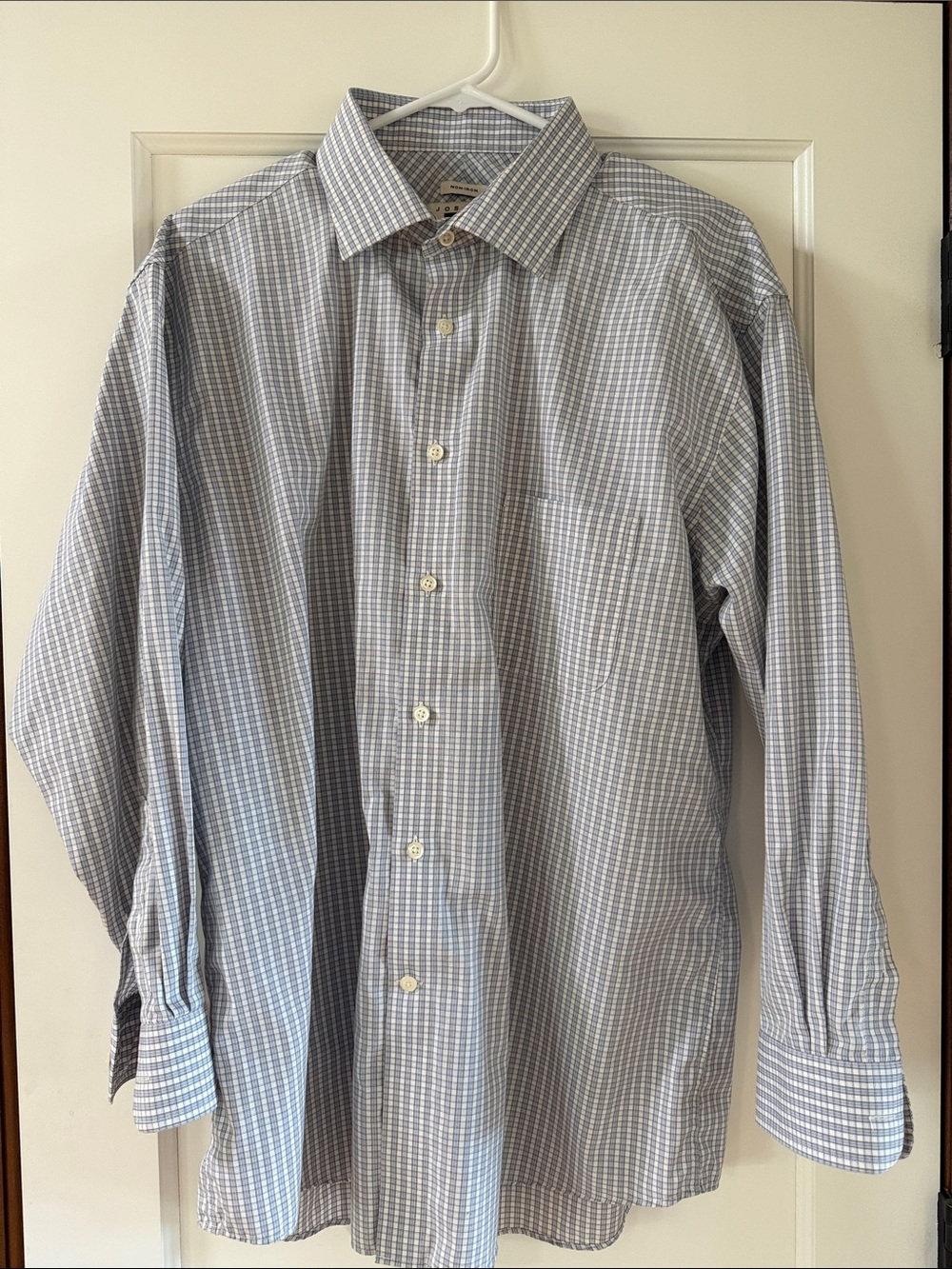 Joseph Abboud Light Blue and White Micro-Check Dress Shirt